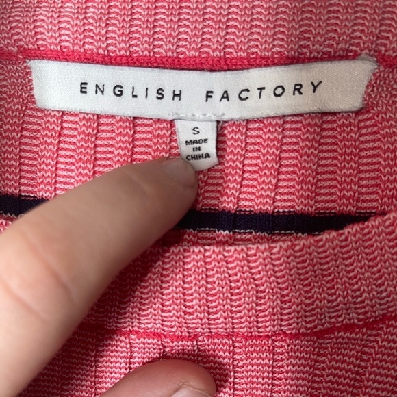 English Factory Pink Striped Ribbed Short Sleeve Sweater Dress Size S - Picture 5 of 8